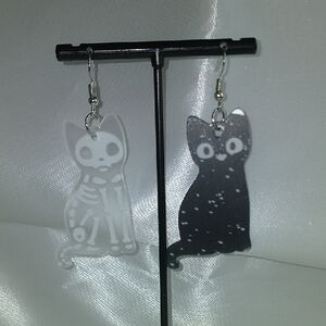 Black and White Cat Earrings